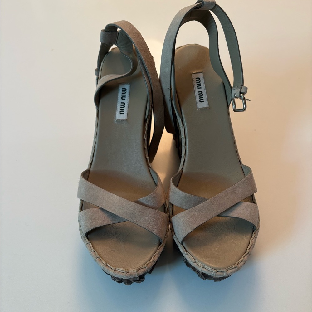 Miu Miu Cream Wedges with Minimalist Design